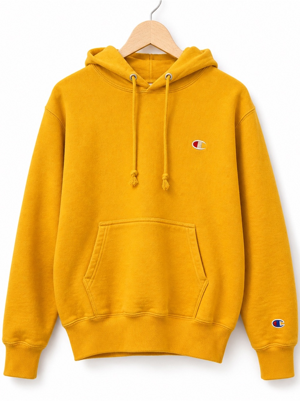 Champion Reverse Weave Yellow Hoodie Sweatshirt Size M